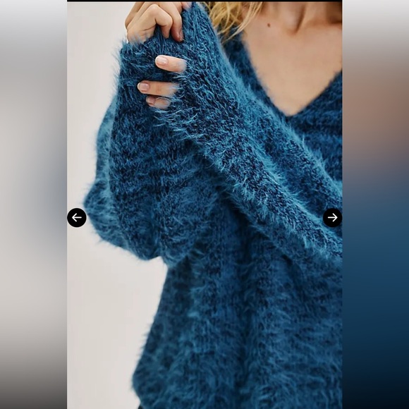 Free People Sparrow Pullover - Iris Teal Combo Size Med Retail $168 NWOT - Picture 4 of 6